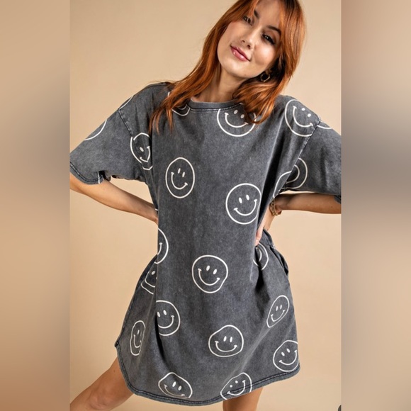 Smiley Face Shirt Dress - Picture 1 of 2